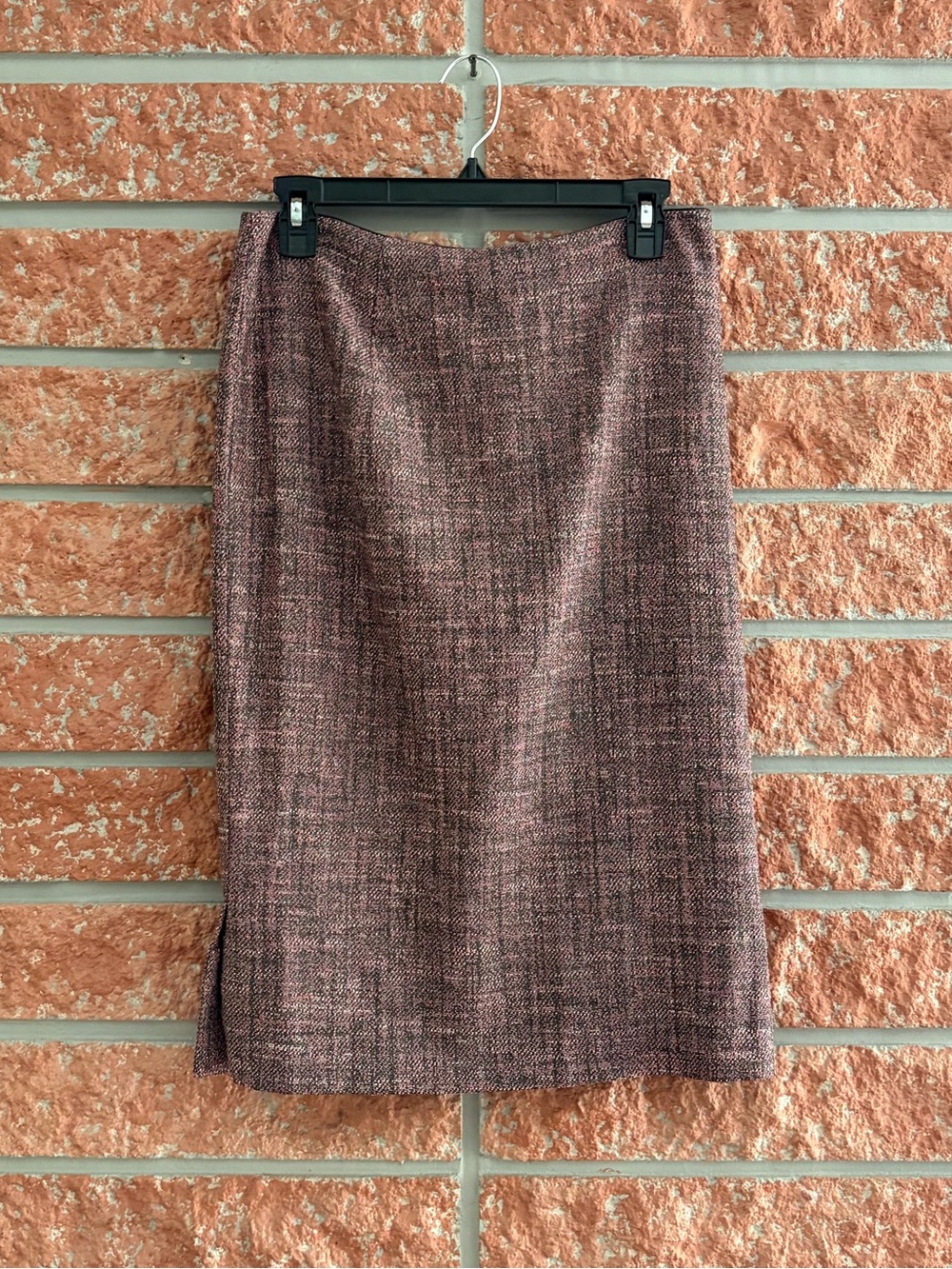Lafayette 148 New York Tweed Pencil Skirt in Maroon Blend